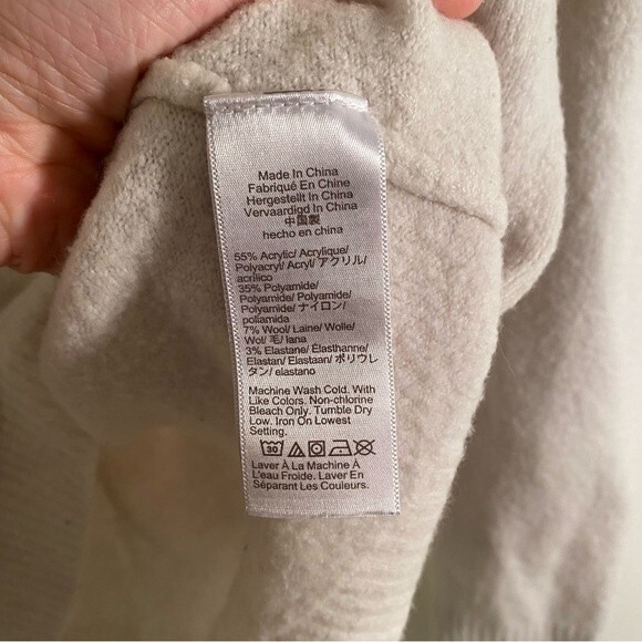 J. Crew Sweater Tan Cream Colorblock Zip-Up Soft Yarn Quarter Knit Medium Wool - Picture 5 of 7